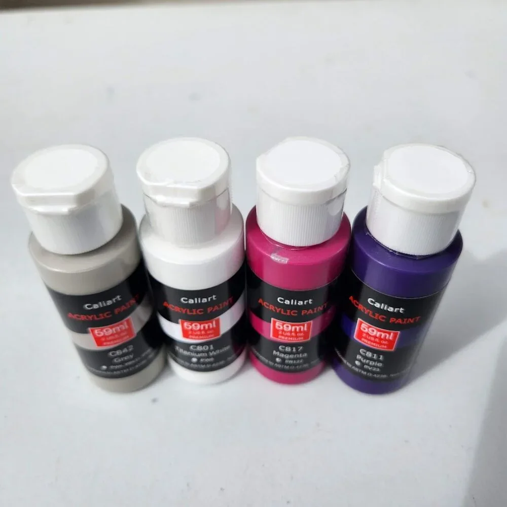 NEW 4 Caliart Acrylic Paint Set Pink Purple colors 59ml, 2oz each Art Craft Pain